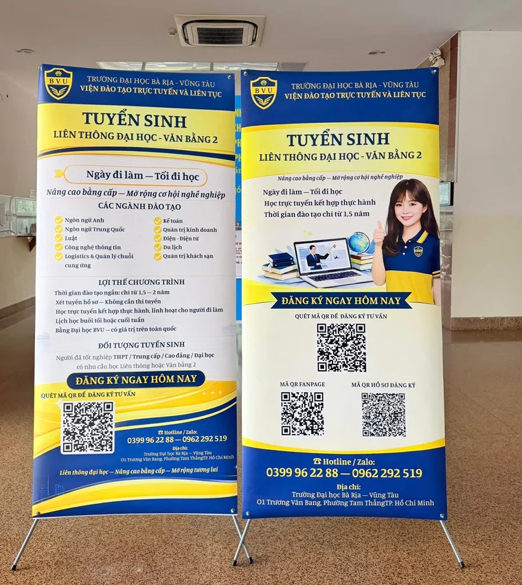 Tờ rơi tuyển sinh Liên thông Đại học – Văn bằng 2 của Viện Đào tạo Trực tuyến và Liên tục BVU